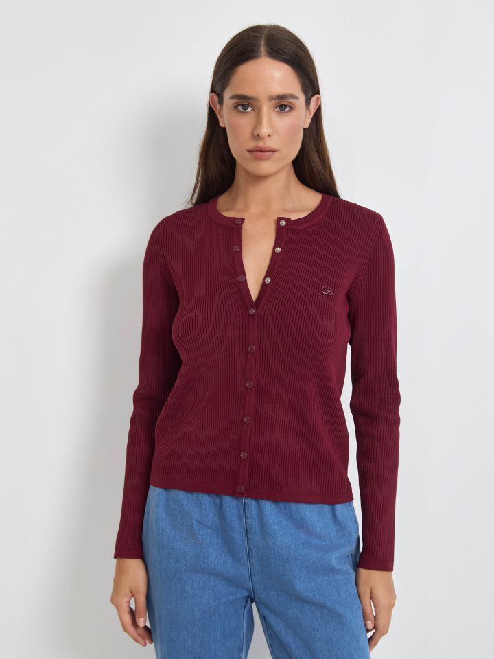 עליונית סריג ריב בצבע בורדו