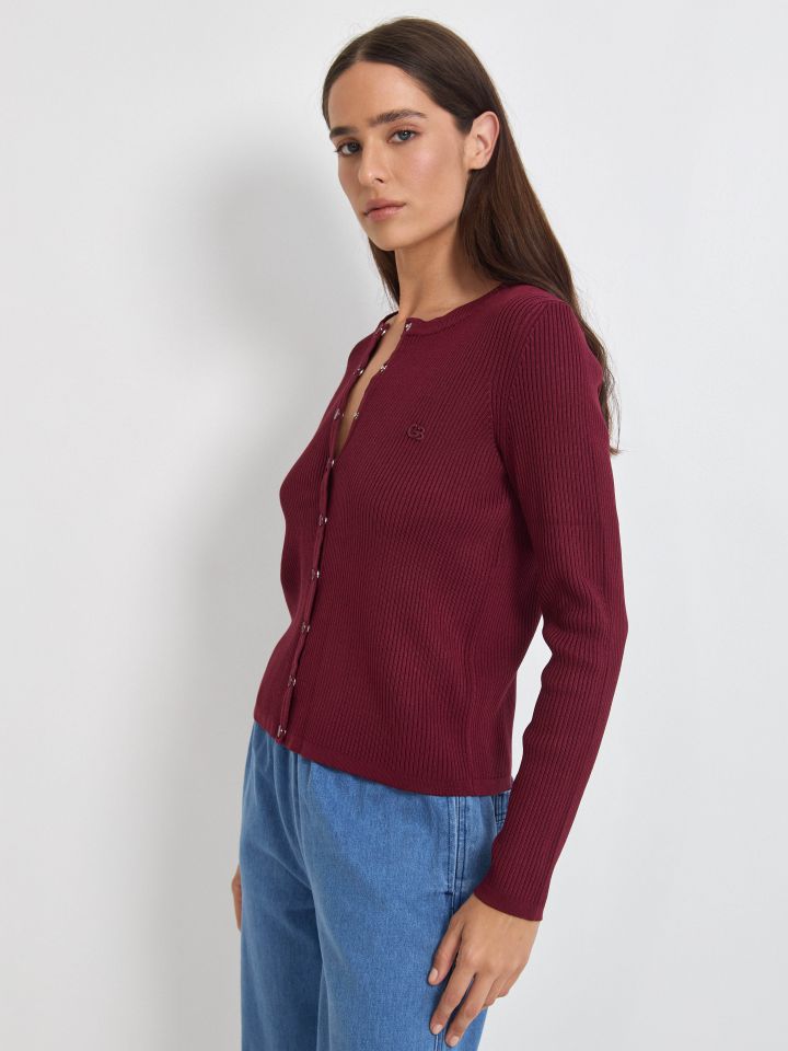 עליונית סריג ריב בצבע בורדו