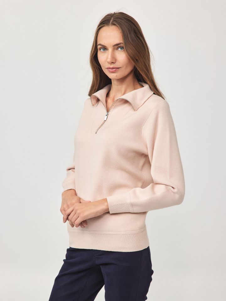 סריג גולף ורוכסן בצבע שנהב