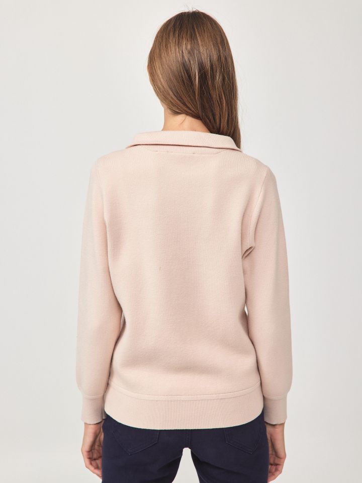 סריג גולף ורוכסן בצבע שנהב