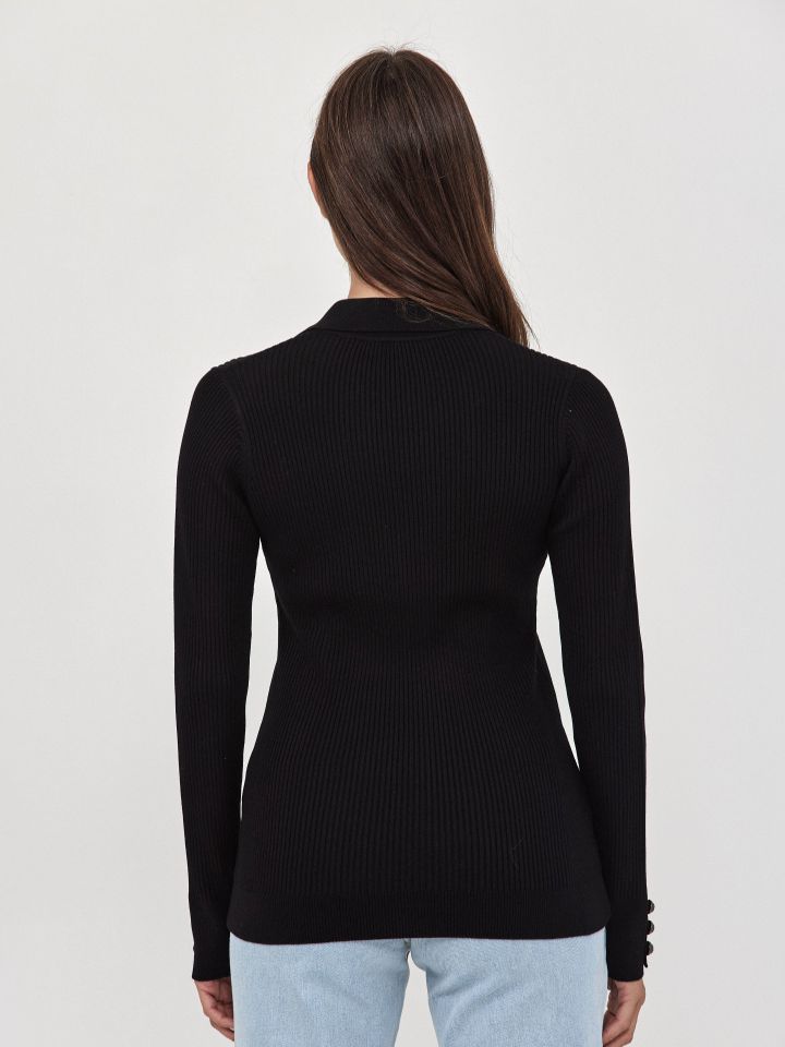 קרדיגן סריג כפתורים בצבע שחור