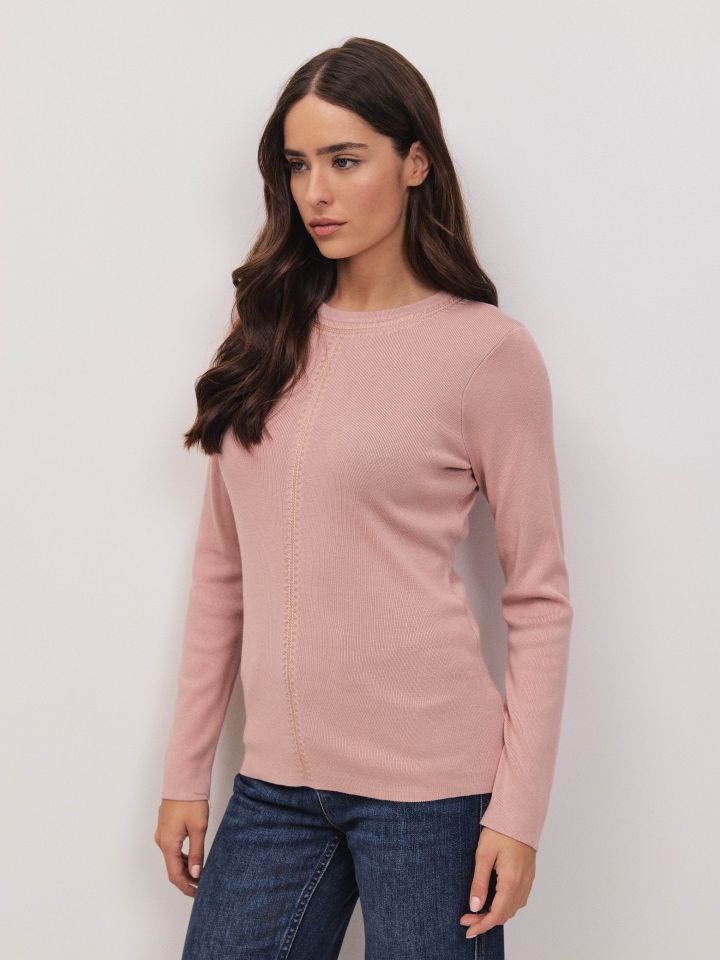 סריג ניקי ריקמות PROMO בצבע ורוד עתיק