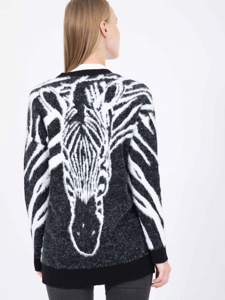 עליונית  סריג ZEBRA בצבע שחור/לבן