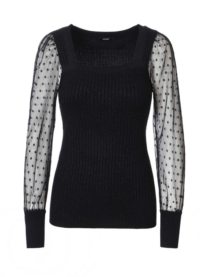 סריג לורקס שרוול שיפון בצבע שחור