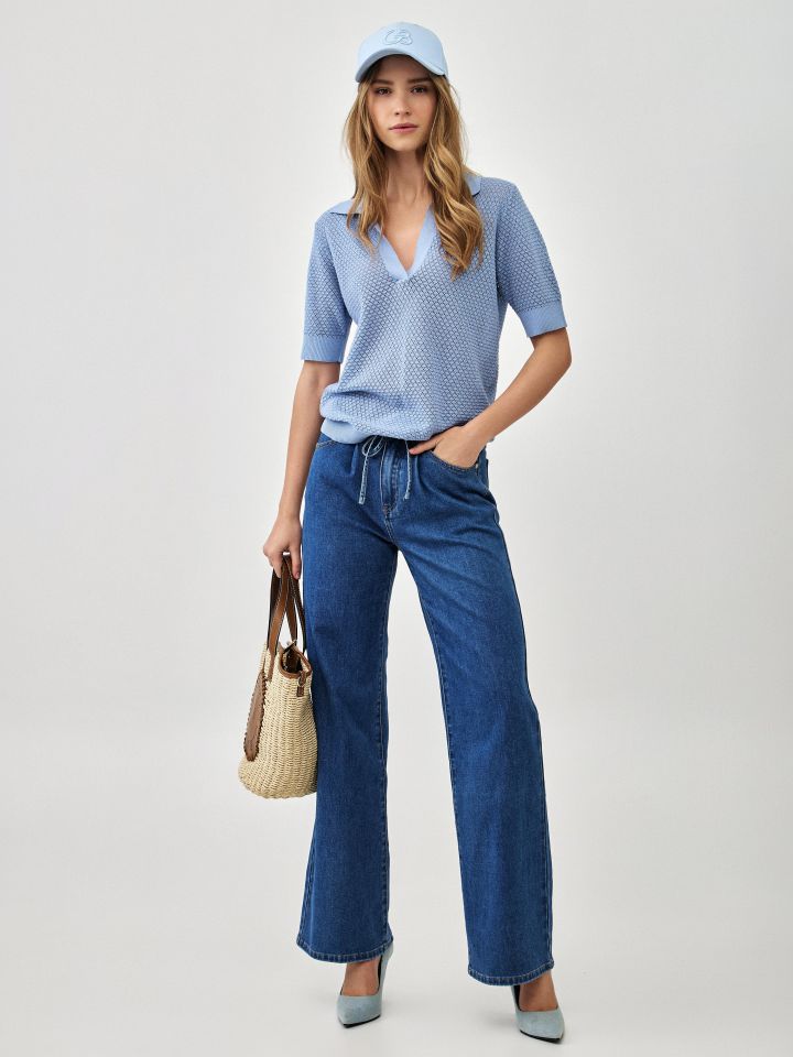 סריג רשת צוארון בצבע תכלת איטליה