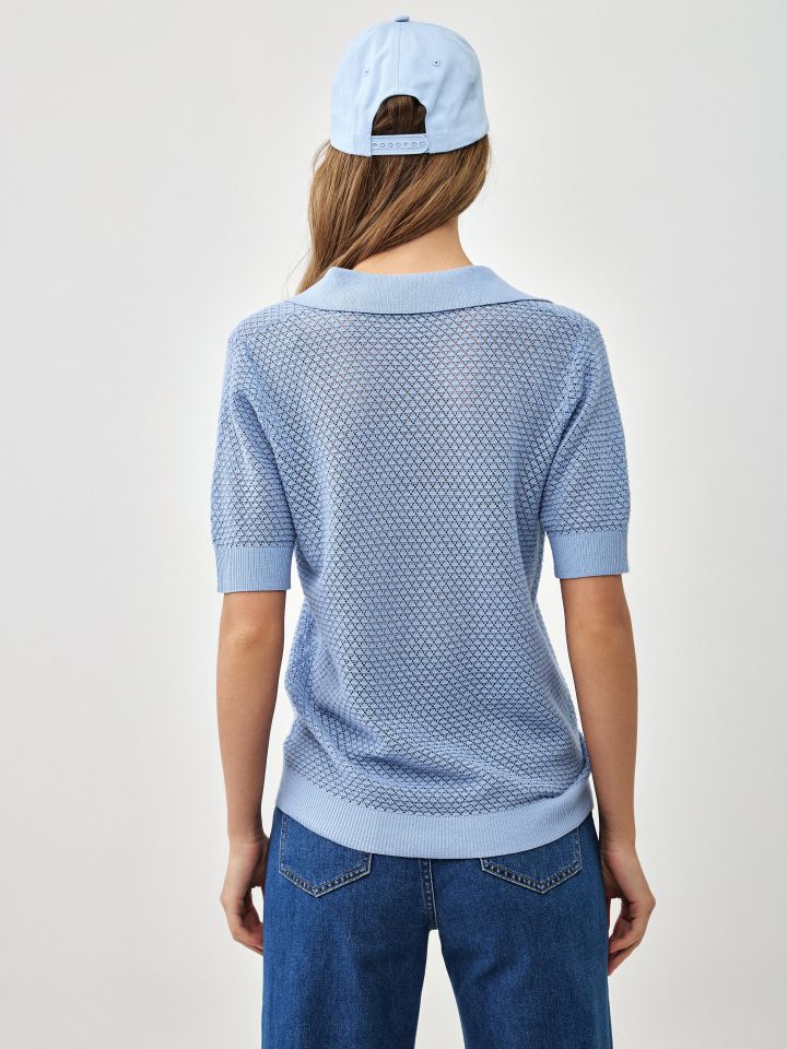 סריג רשת צוארון בצבע תכלת איטליה