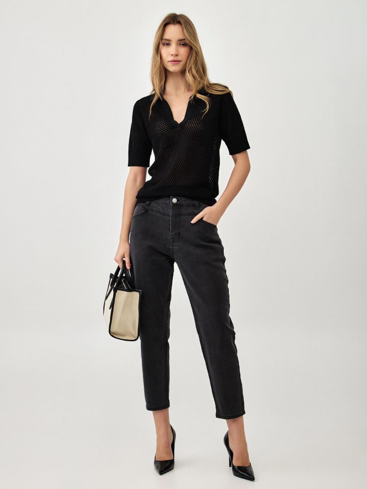 סריג רשת צוארון בצבע שחור