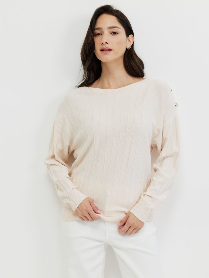 סריג כפתורים בכתף PROMO בצבע בייז’