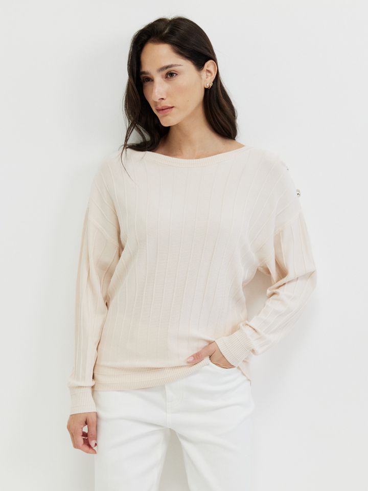 סריג כפתורים בכתף PROMO בצבע בייז’