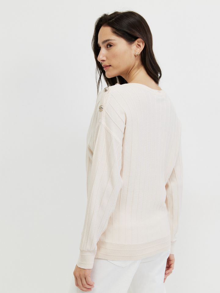 סריג כפתורים בכתף PROMO בצבע בייז’