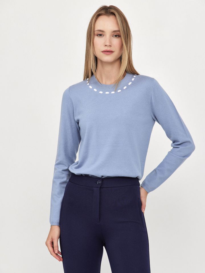 סריג פתח שילוב PROMO בצבע תכלת אורלי