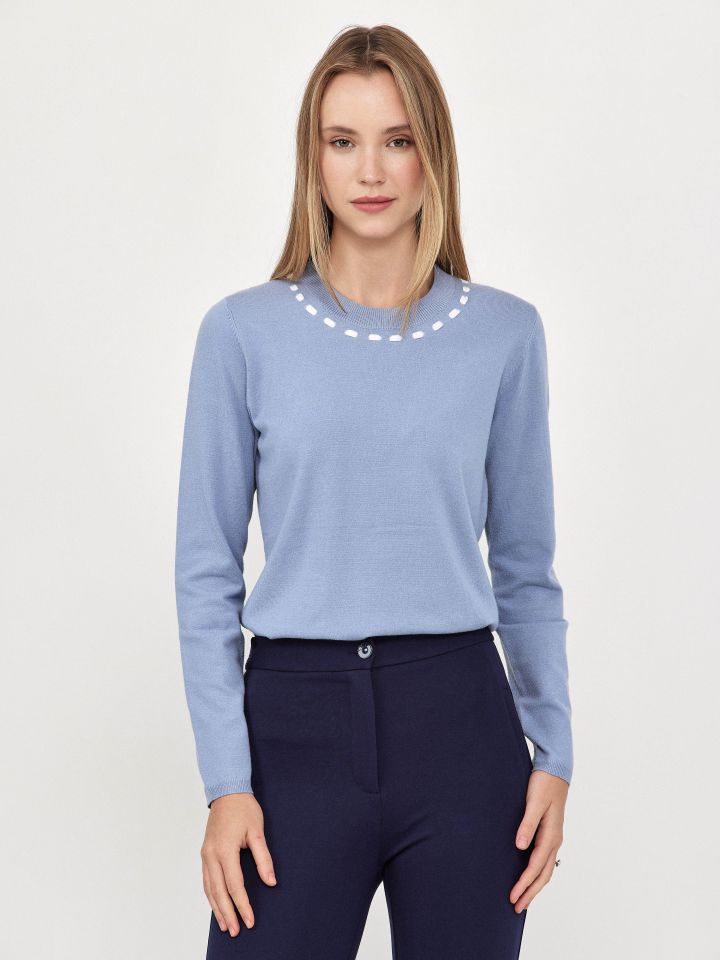 סריג פתח שילוב PROMO בצבע תכלת אורלי