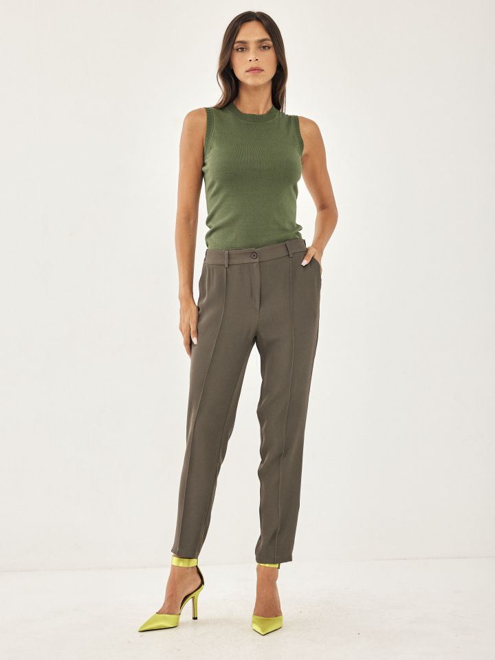 סריג חצי גולף ללא שרוול PROMO בצבע ירוק דשא