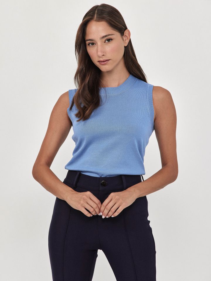 סריג חצי גולף ללא שרוול PROMO בצבע תכלת אורלי