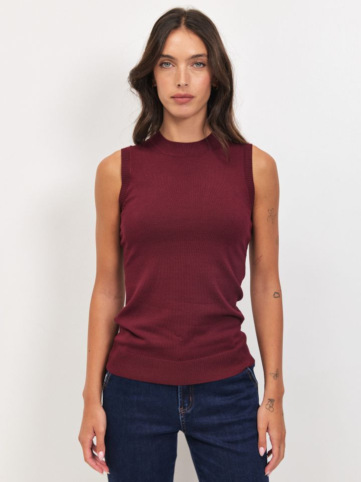 סריג חצי גולף PROMO בצבע בורדו