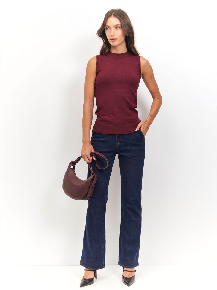 סריג חצי גולף PROMO בצבע בורדו