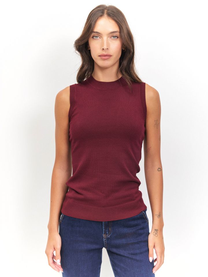 סריג חצי גולף PROMO בצבע בורדו