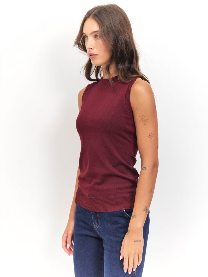 סריג חצי גולף PROMO בצבע בורדו