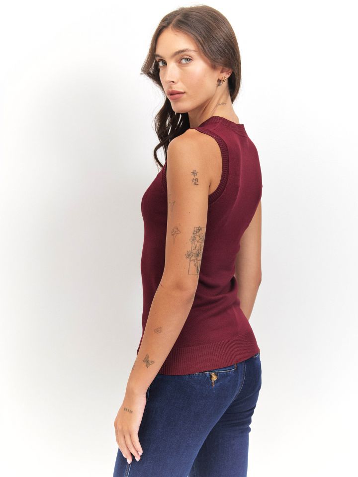 סריג חצי גולף PROMO בצבע בורדו