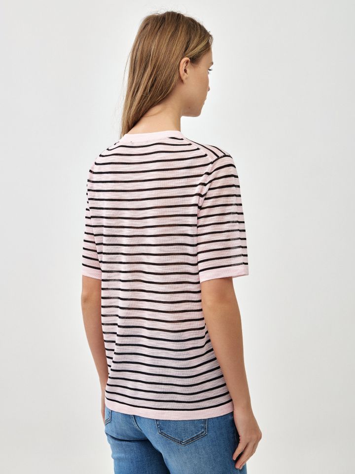 סריג פסים + כיס בצבע ורוד חדש