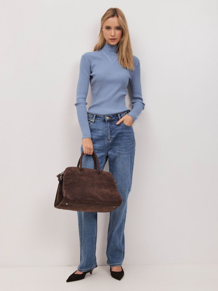 סריג V חצי גולף PROMO בצבע תכלת אורלי