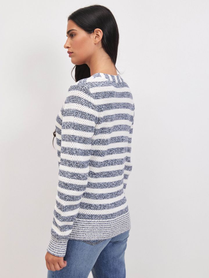 קרדיגן סריג פסים ITALY בצבע כחול מלנג’