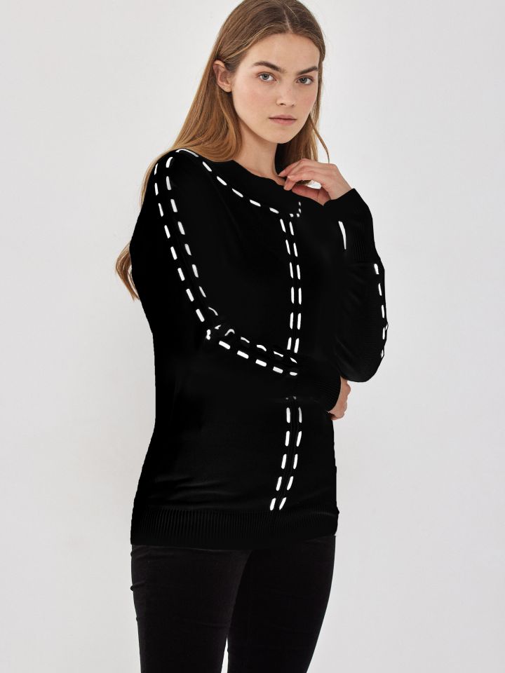 סריג שילוב שרוך בצבע שחור