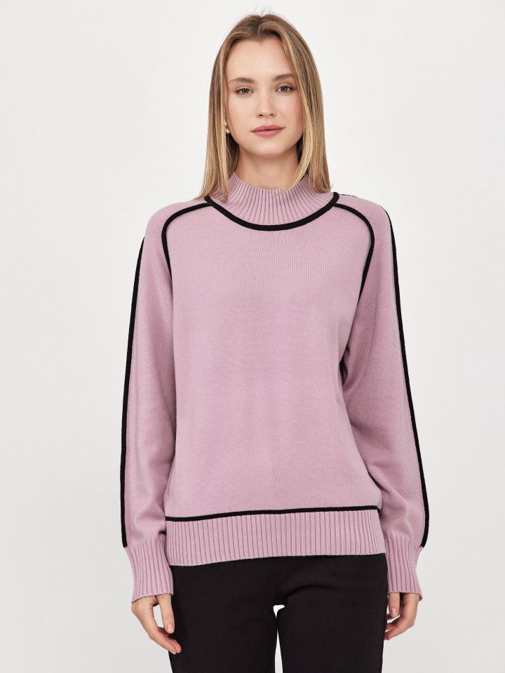 סריג חצי גולף שילובים  NATALY PROMO בצבע ורוד מעושן