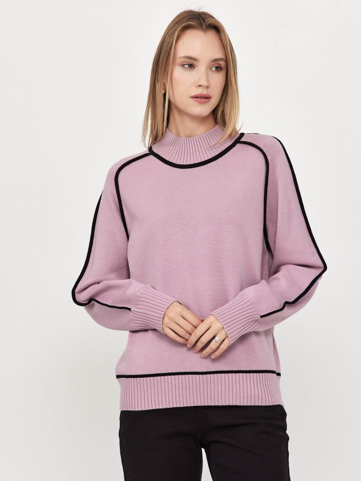 סריג חצי גולף שילובים  NATALY PROMO בצבע ורוד מעושן