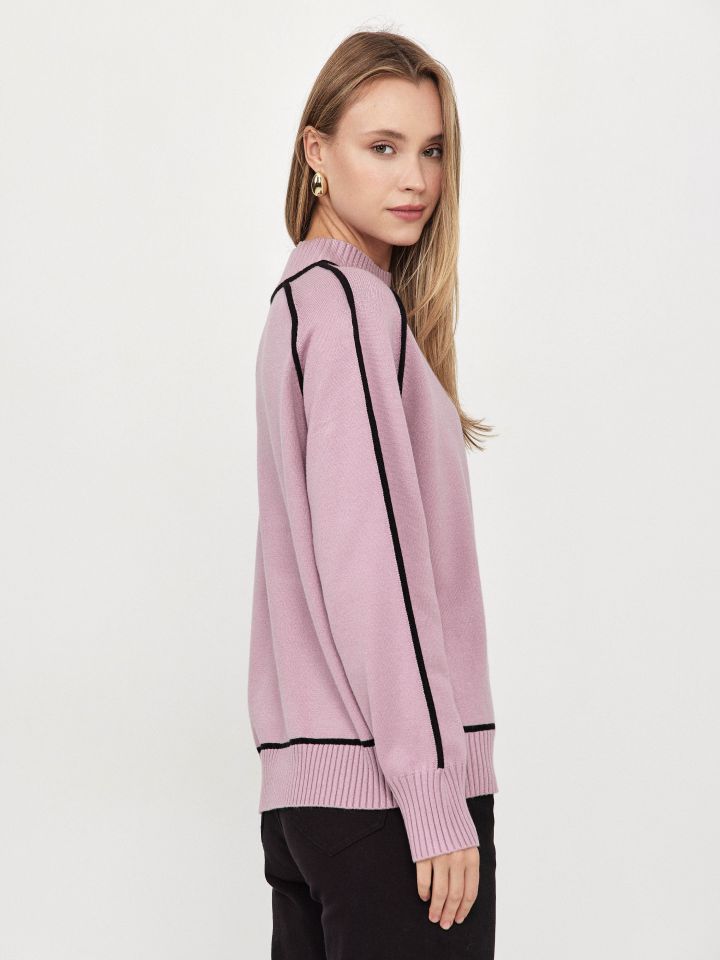 סריג חצי גולף שילובים  NATALY PROMO בצבע ורוד מעושן