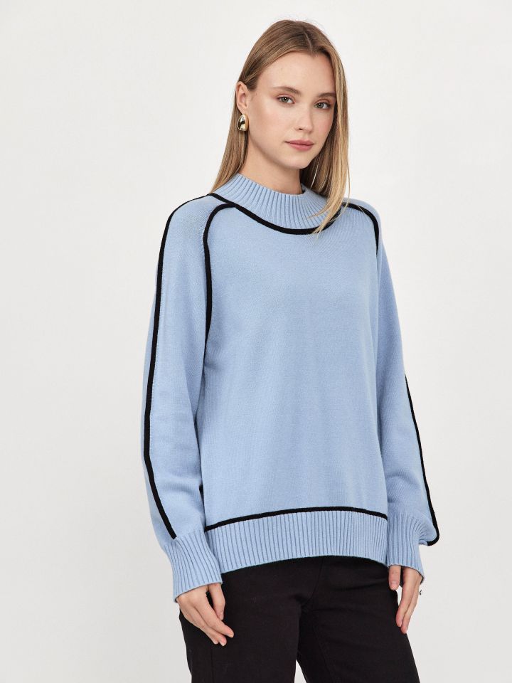 סריג חצי גולף שילובים  NATALY PROMO בצבע תכלת אורלי