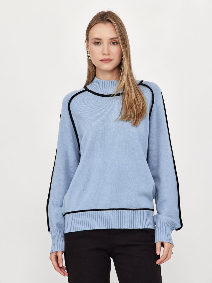 סריג חצי גולף שילובים  NATALY PROMO בצבע תכלת אורלי