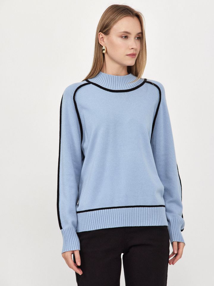 סריג חצי גולף שילובים  NATALY PROMO בצבע תכלת אורלי