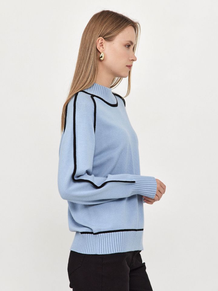 סריג חצי גולף שילובים  NATALY PROMO בצבע תכלת אורלי