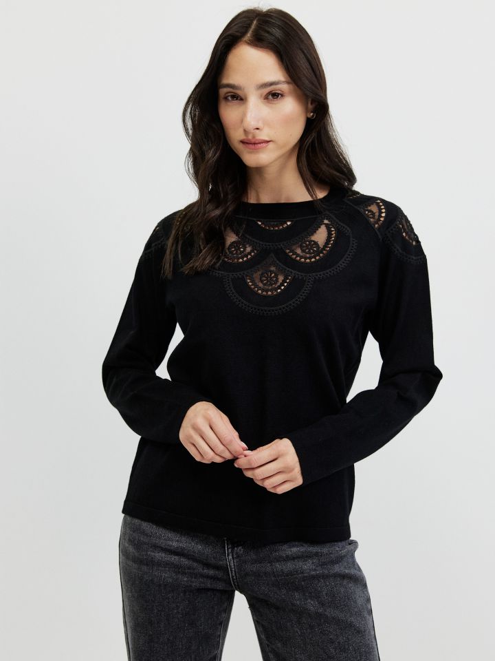 סריג שילוב קרושה בצבע שחור