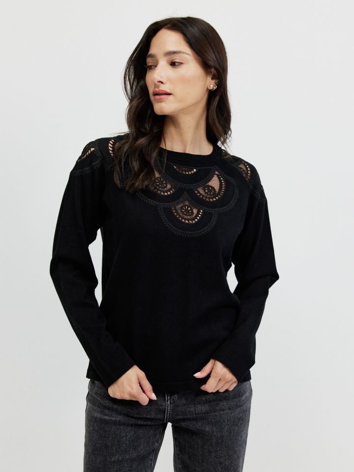 סריג שילוב קרושה בצבע שחור