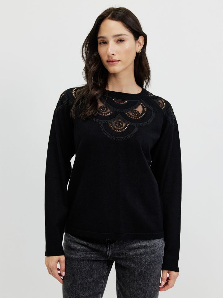 סריג שילוב קרושה בצבע שחור