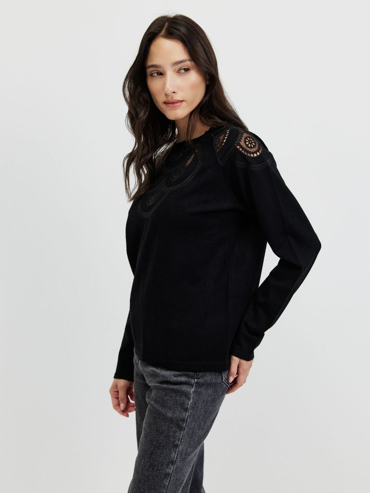 סריג שילוב קרושה בצבע שחור