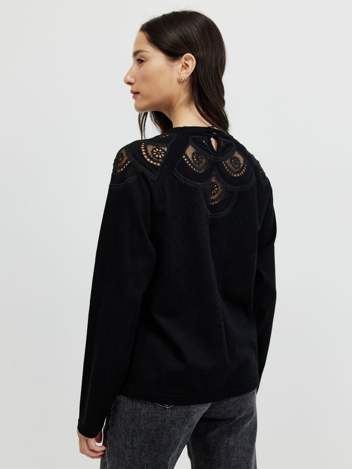 סריג שילוב קרושה בצבע שחור