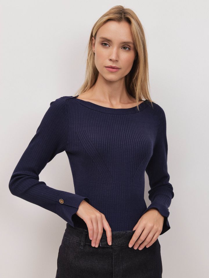 סריג כפתור במנג’ט PROMO בצבע נייבי