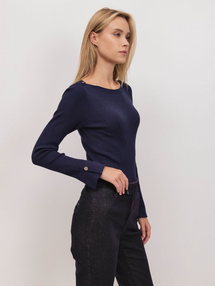 סריג כפתור במנג’ט PROMO בצבע נייבי