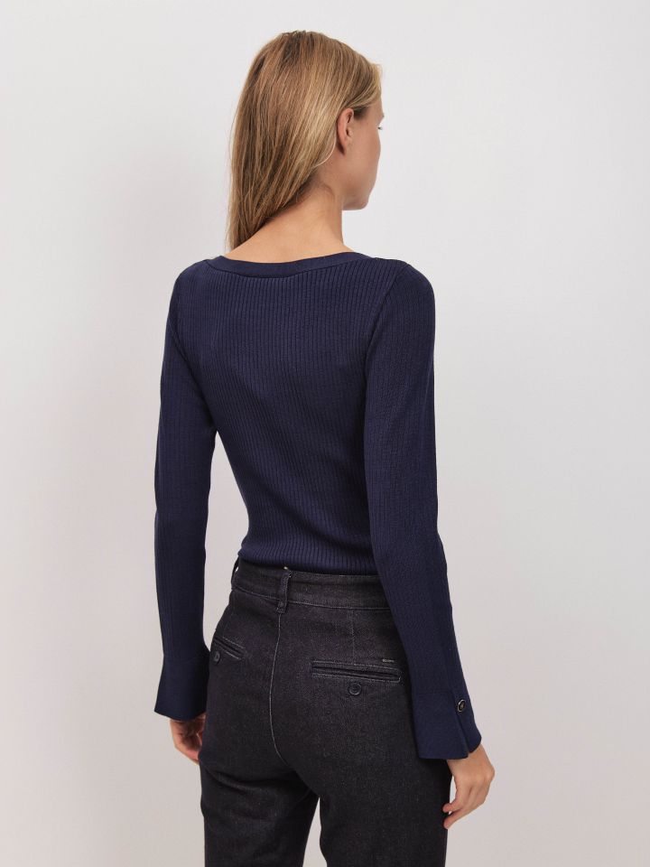 סריג כפתור במנג’ט PROMO בצבע נייבי