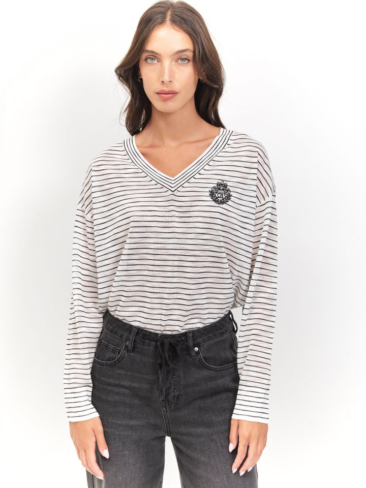 סריג V פסים PROMO בצבע אופוויט