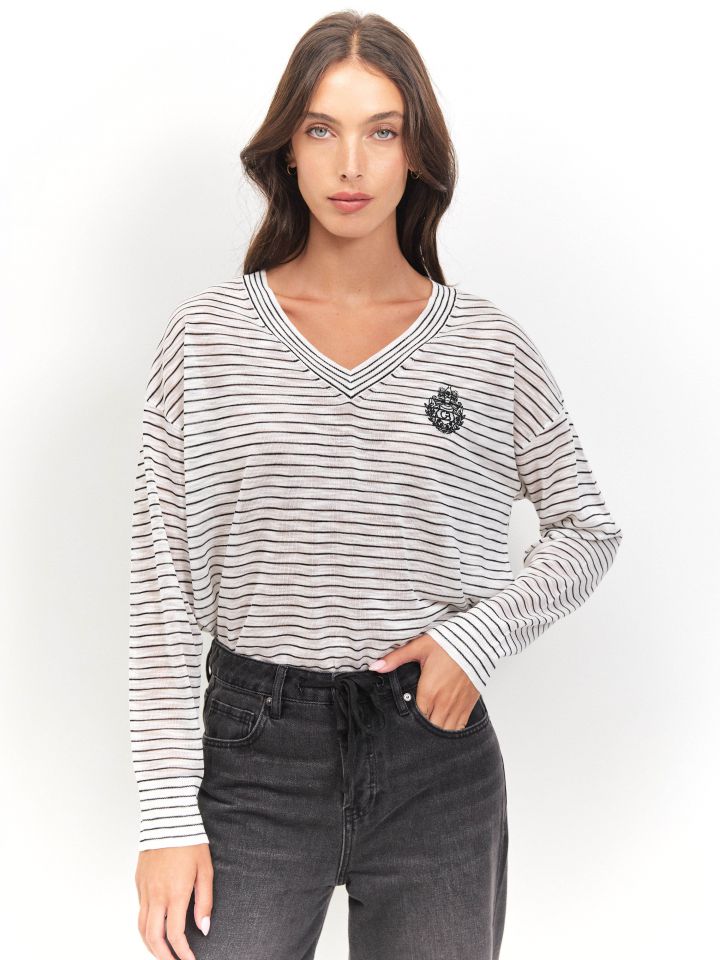 סריג V פסים PROMO בצבע אופוויט