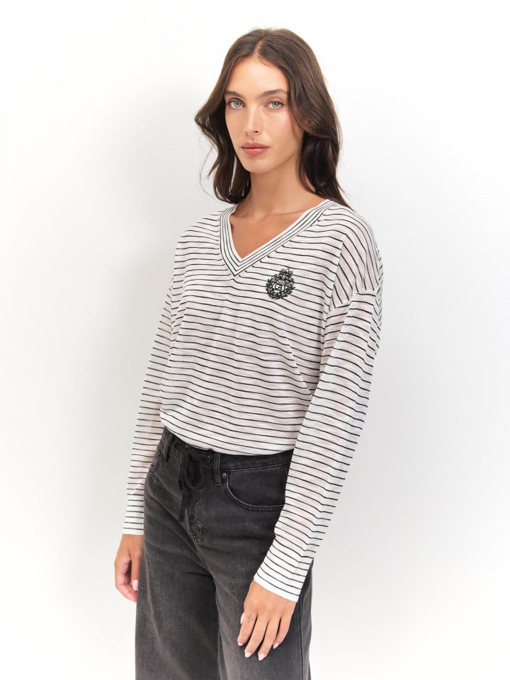 סריג V פסים PROMO בצבע אופוויט