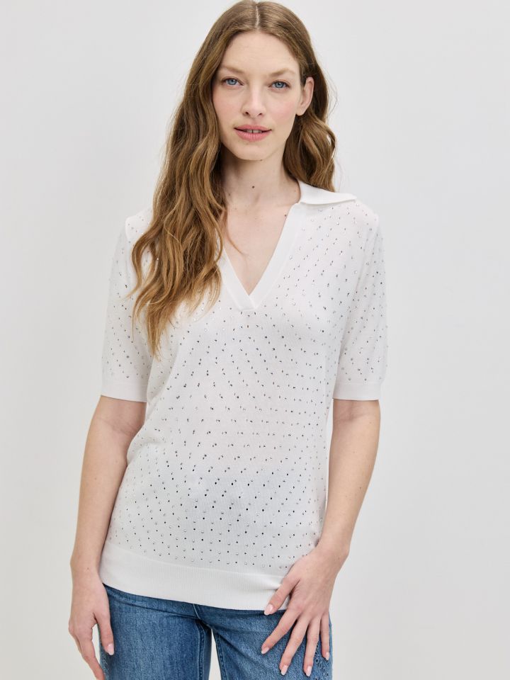 סריג רשת דמוי יהלומים בצבע אופוויט