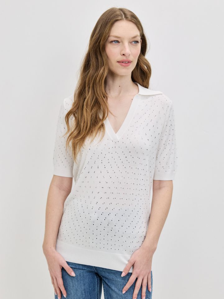 סריג רשת דמוי יהלומים בצבע אופוויט