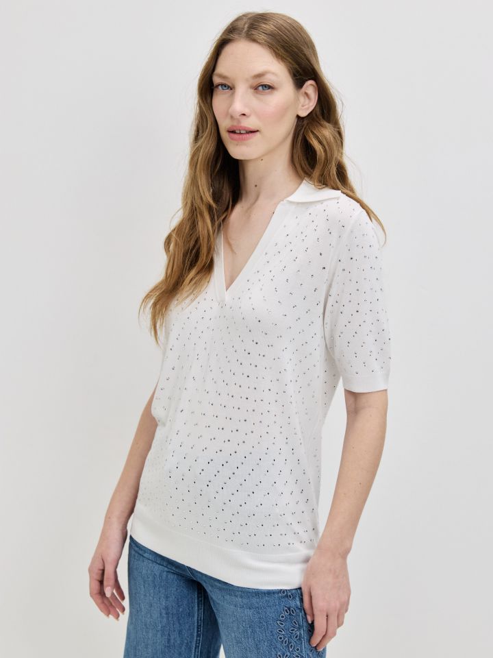 סריג רשת דמוי יהלומים בצבע אופוויט