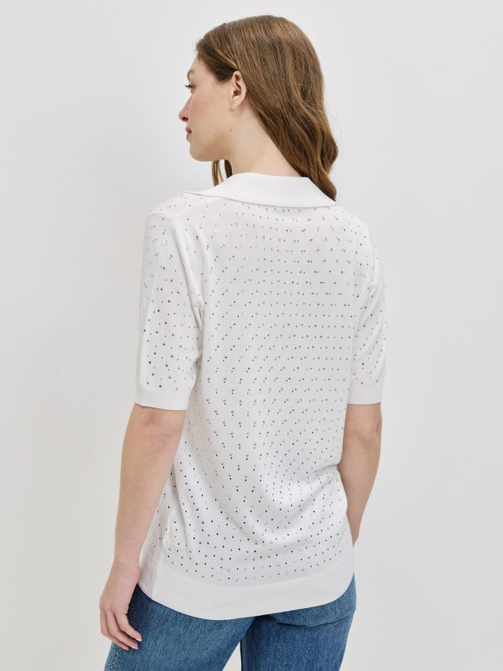 סריג רשת דמוי יהלומים בצבע אופוויט