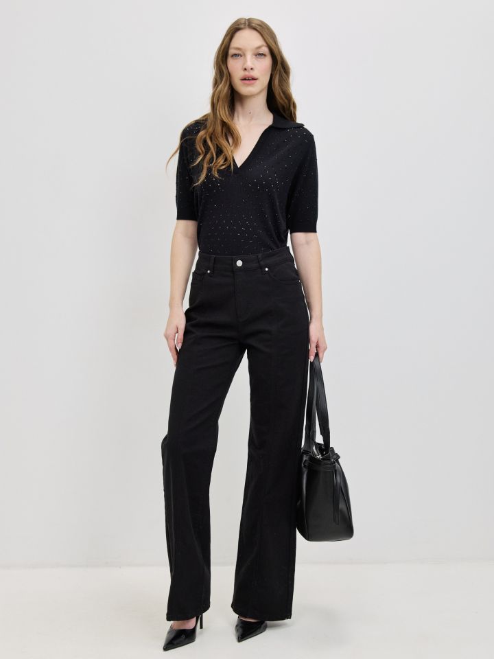 סריג רשת דמוי יהלומים בצבע שחור